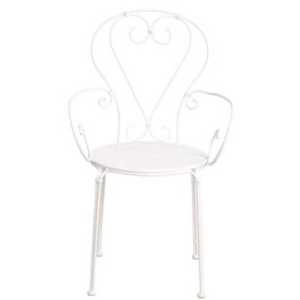 Železná CENTURY Židle s područkami ve francouzském stylu – bílá